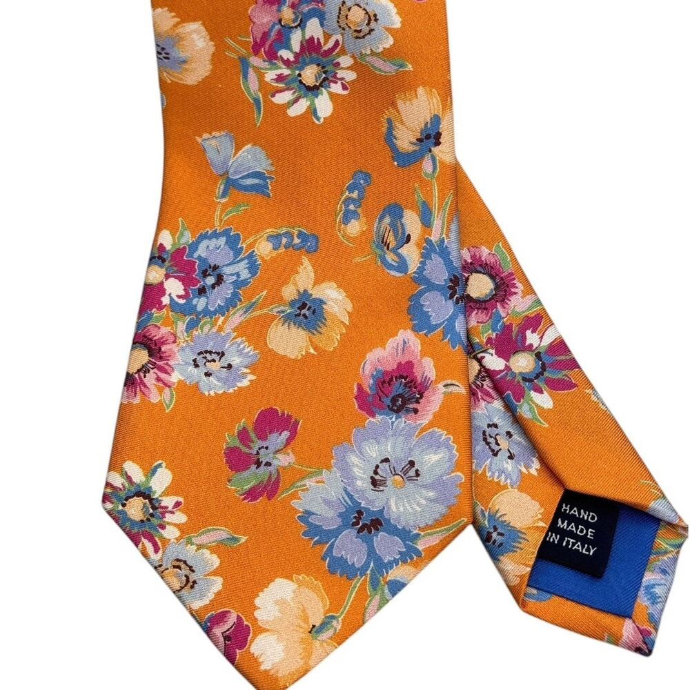 Polo Ralph Lauren TIE Silk Glory Golden Yellow Floral Garden Summer Spring Color
